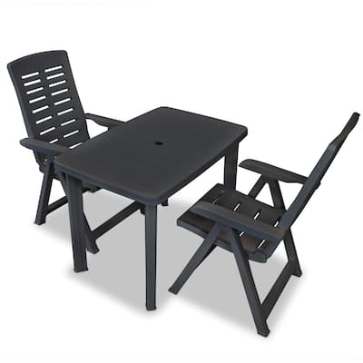 vidaXL Patio Bistro Set Outdoor Furniture Set Patio Table and Chairs Plastic - 39.8" x 26.8" x 28.3"