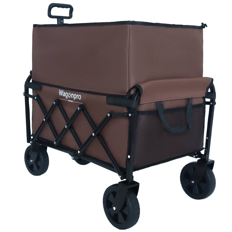 Expandable Dual-Layer Utility Wagon With 100% Extra Space - Grocery Cart For Camping,Supports 225lbs
