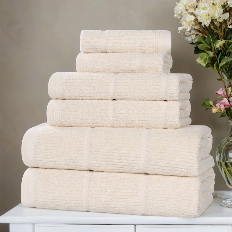 Superior Milo Smart Twist Viscose Cotton Blend 6 Piece Towel Set - Ivory