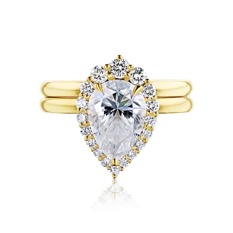 Annello by Kobelli 14k Gold Forever One Phoebe Bridal Set (DEF/VS, DEF/VS) - Yellow - 8.5