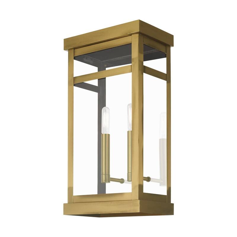 Livex Lighting 2-light Antique Brass Outdoor Wall Lantern, 20704-01 - 9.25" W X 18" H X 6.375" EXT