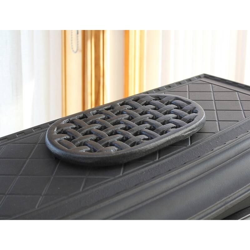 Minuteman International Oval Cast Iron Lattice Trivet, 6.5 Inch Diameter, Black