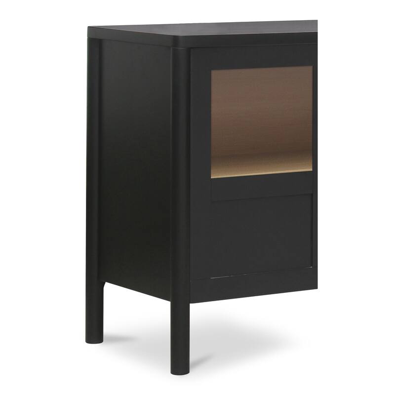 Title: NADAAL STUDIOS Delmira Sideboard, Millwork-Inspired Glass-Front Storage with Dowel Legs, Black