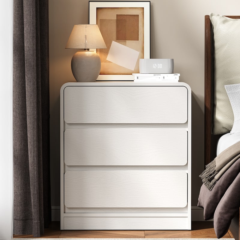 Modern Storage 3-Drawer Nightstand for Bedroom, Nursery, Living Room