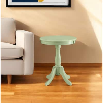 HomeRoots Light Green Solid Wooden Pedestal Side Table - 18' X '22' X '18