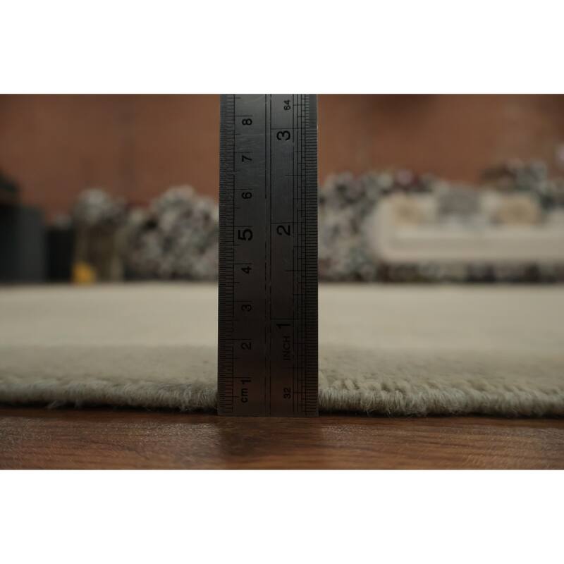 Hand Knotted Oriental 100% Wool Carpet Transitional Geometric Greys & Charcoal Oushak Area Rug - 7' 11'' X 6' 2''