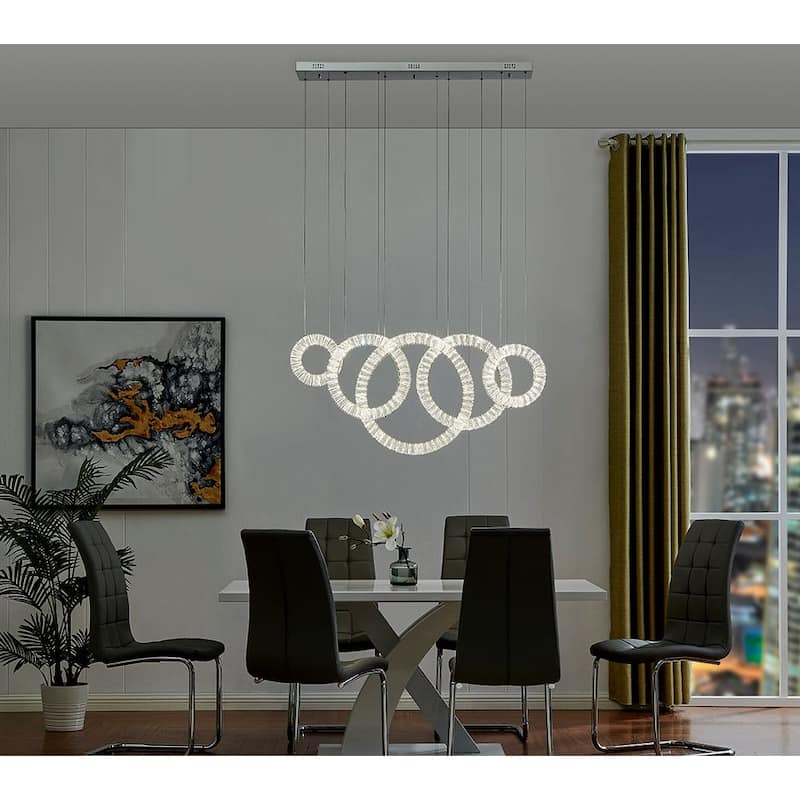 5 Hoop Crystal Progression Integrated Led - Chandelier - Dimmable - Chrome - N/A