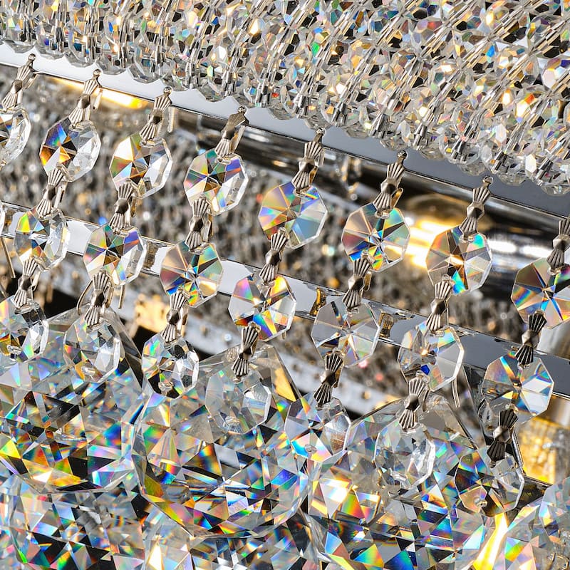 32-Inch Crystal Chandelier, 27-Light Ceiling Light with LED Bulbs - N/A