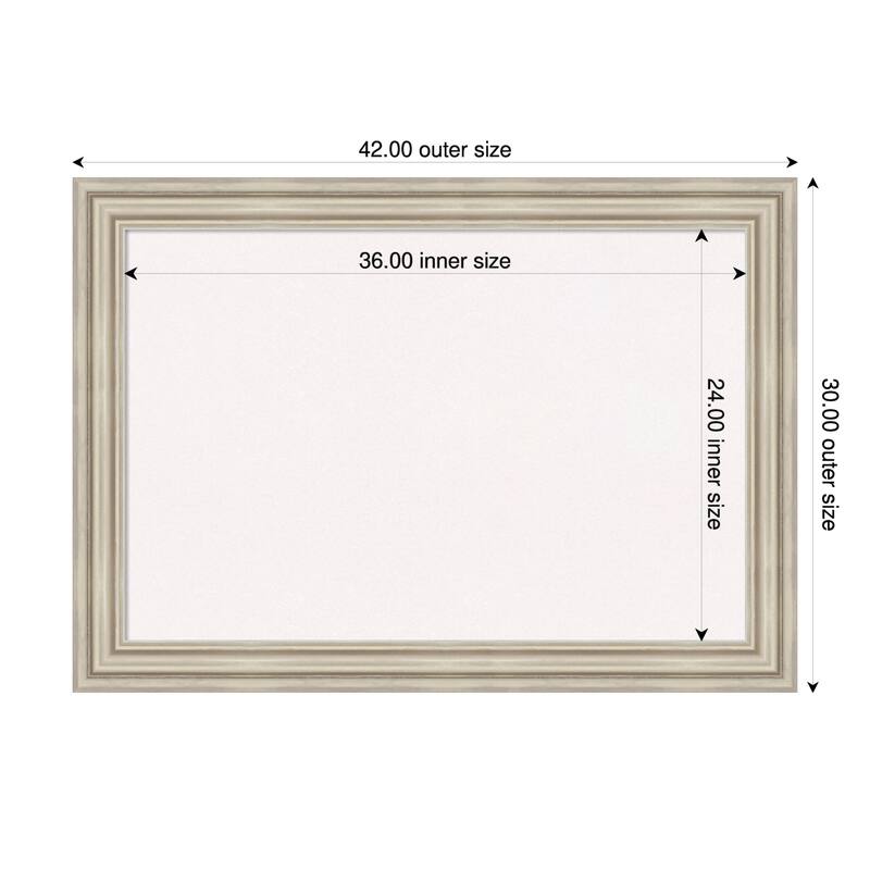 Sierra Silver Wood Framed Cork Board - Bulletin Board, Organization Board, Pin Board - White - 42 x 30 in