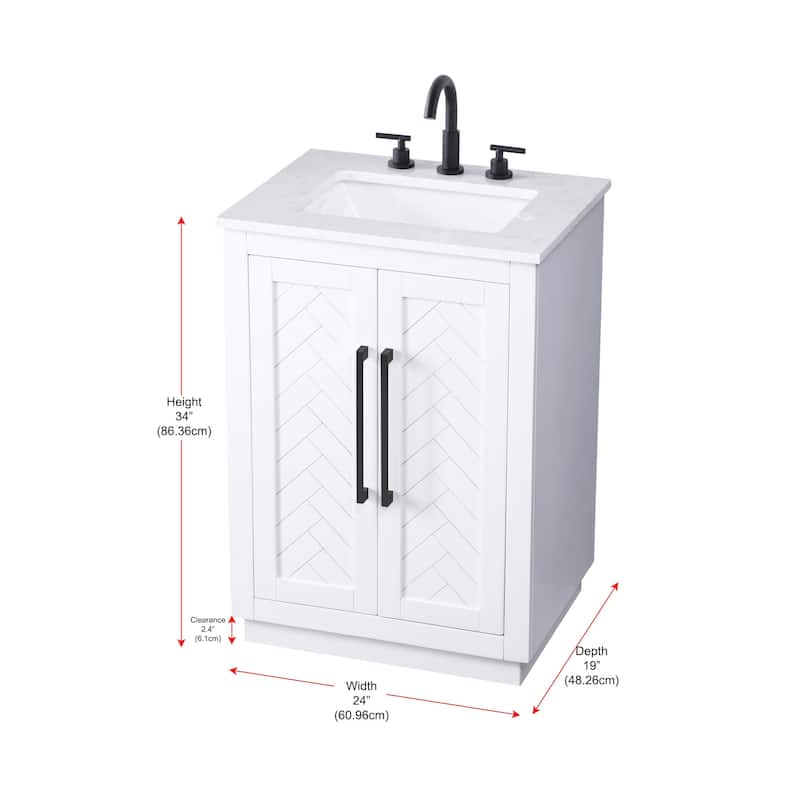Elegant Lighting VF29024 Chase 24" Free Standing Single Basin Vanity