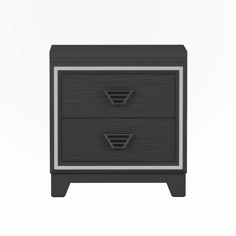 Elegant Nightstand with Metal Handle