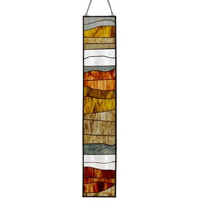 Geometric Waves River of Goods Stained Glass Window Panel - 6.25" x 0.25" x 36"