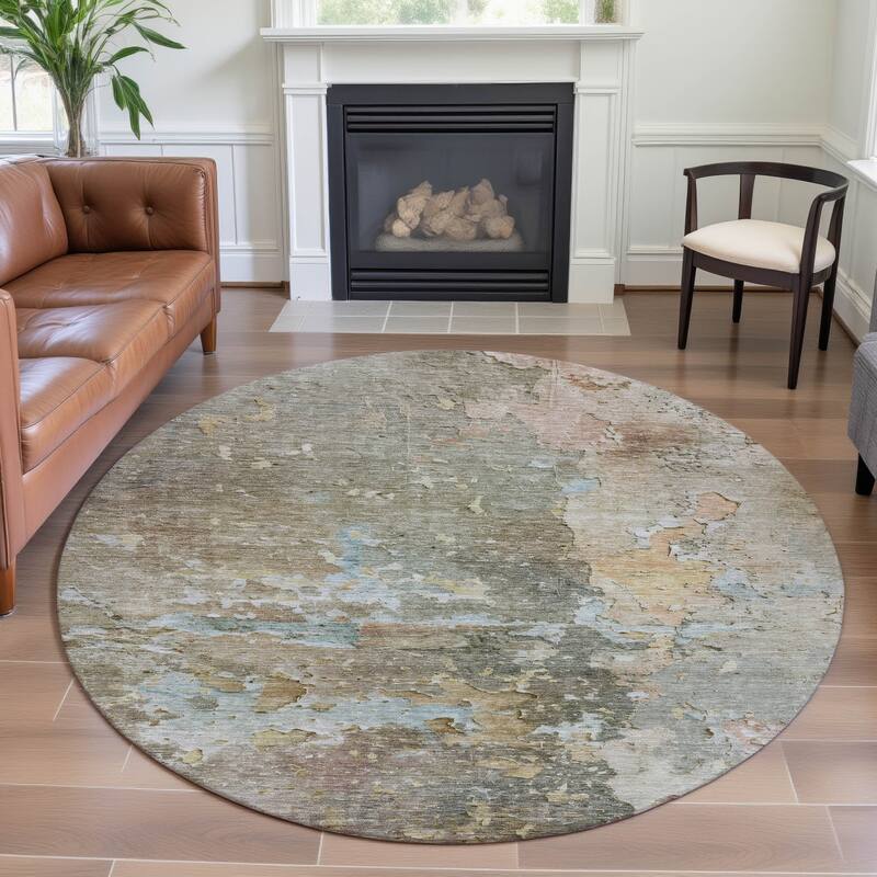 Premium Washable Super Soft Abstract Watercolor Mayfield Rug - Brown - 8' x 8'