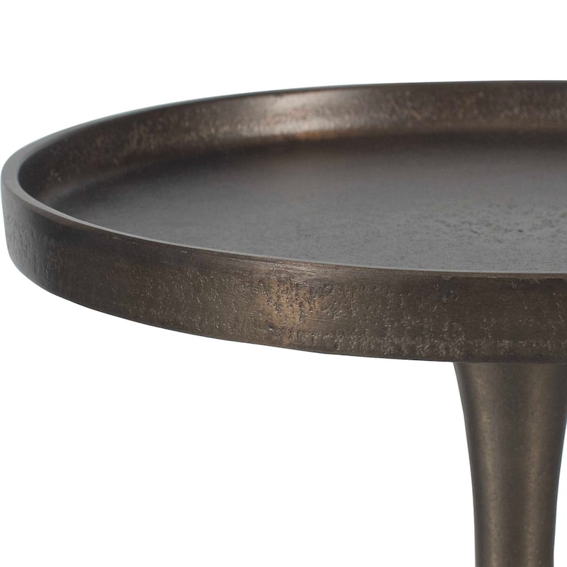 Strick & Bolton Bronze Antique Aluminum Iron Round Accent Table