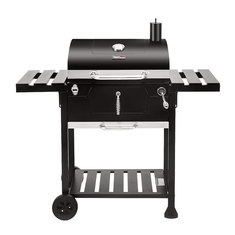 Royal Gourmet 24-Inch Movable Charcoal Grill with Foldable Side Tables