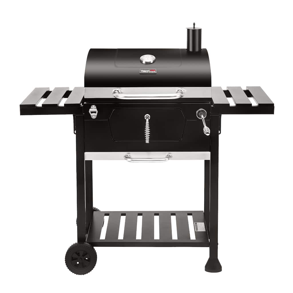 Royal Gourmet 24-Inch Movable Charcoal Grill with Foldable Side Tables
