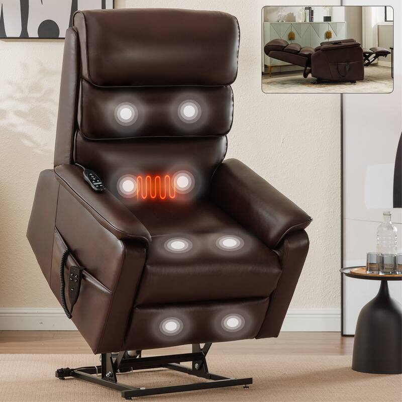 Dual Motor Infinite Position Power Lift Recliner Chair with Power-Remote, Heat Massage and Heavy Duty Motion Mechanism