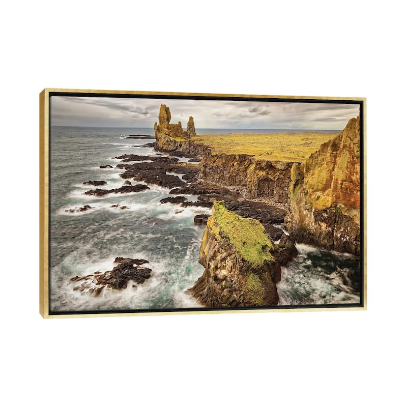 iCanvas "Iceland, Snaefellsnes Peninsula, Londrangar Cliffs" by John Ford Framed - Gold - 18x26