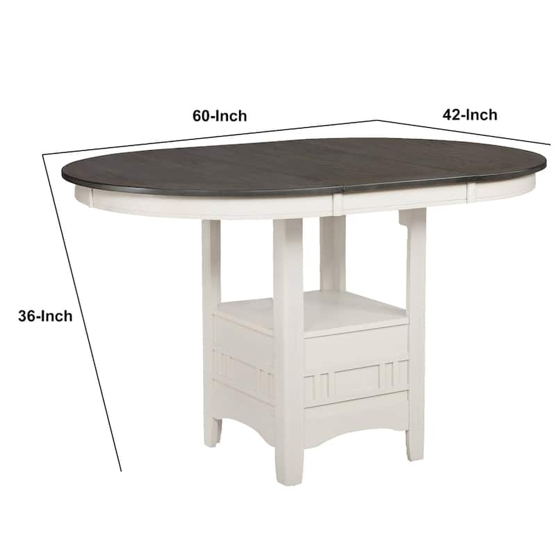 Counter Height Dining Table with Leaf - White and Gray Wood Frame, Rectangular Kitchen Island Table - 42
