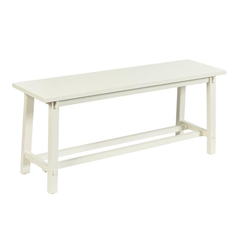 StyleCraft Mabel Slatted Utility Bench - 11.8" D x 42" W x 18" H - Soft White
