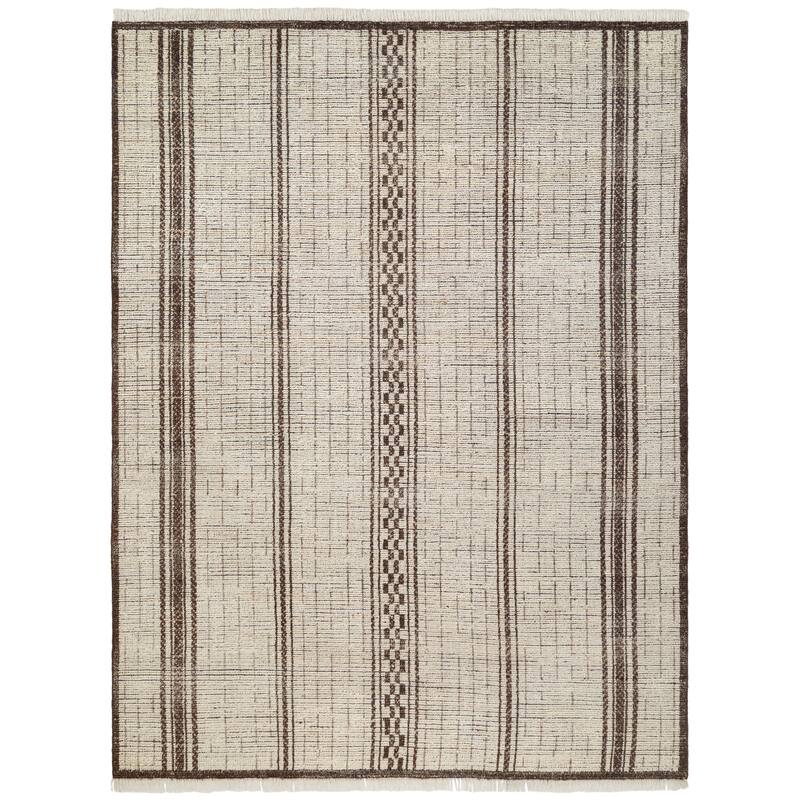 Terra by Obeetee Mesa Stripe Beige Rug - Natural/Criss Cross - 7'9" x 9'9"
