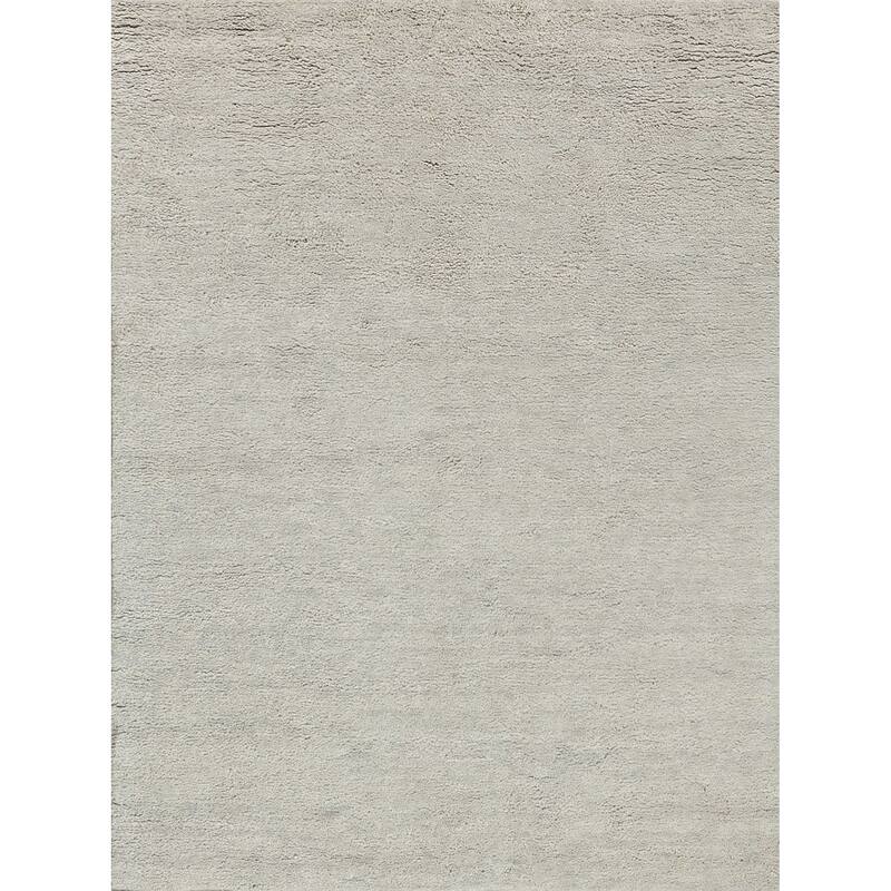 EXQUISITE RUGS Merino Hand-knotted Merino Wool Silver Area Rug.
