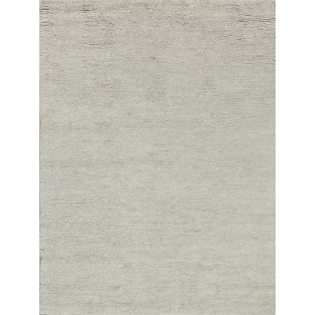 EXQUISITE RUGS Merino Hand-knotted Merino Wool Silver Area Rug.