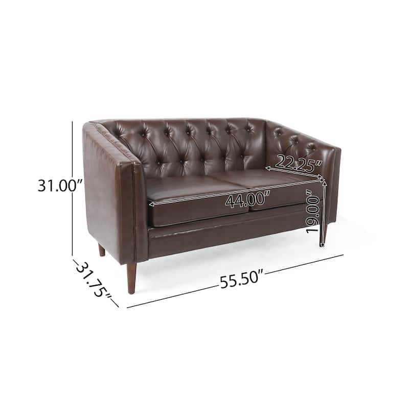 Cantrell Contemporary Faux Leather Tufted Loveseat by Christopher Knight Home