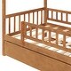 preview thumbnail 72 of 83, Montessori Bed House Bed with Trundle Bed and Headboard, Wood Daybed Platform Bed Frame No Box Spring Needed for Boys Girls