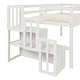 preview thumbnail 4 of 7, Twin Size Pine Wood Loft bed with staircase and Fence for Kids, Boys and Girls