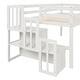 preview thumbnail 4 of 3, White Twin Pine Loft Bed with Staircase & Fence