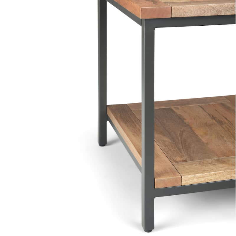 WYNDENHALL Rhonda SOLID MANGO WOOD & Metal 22" Wide Square Industrial End Side Table - 22 W x 22 D x 22 H