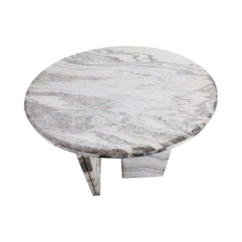 Stone Accent Table with Pedestal Base Modern Design - 24" White - 20" x 15" x 24"