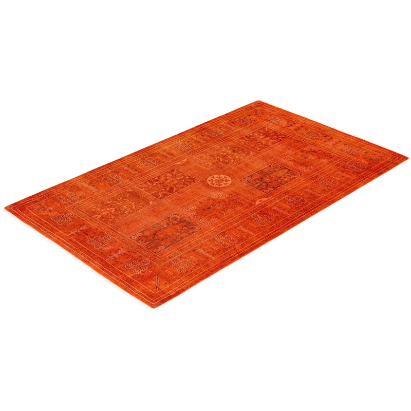 Contemporary Overdyed Wool Hand Knotted Area Rug - 3' 1" x 5' 1"