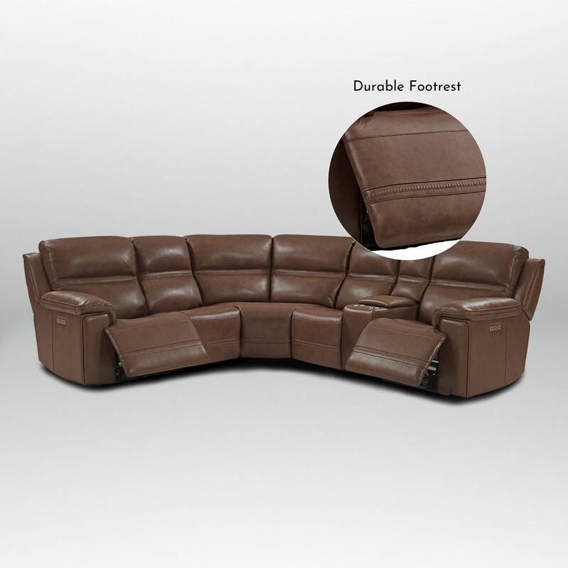 121" W Genuine Leather Dual-Power Sectional Sofa with Two Consoles, Zero Gravity, UsB & Type-c Ports and1 Power armless chair