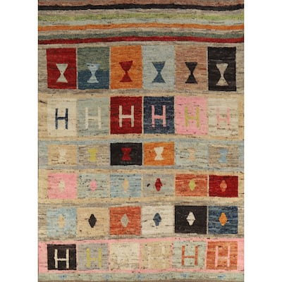 Geometric Moroccan Oriental Area Rug Hand-Knotted Bedroom Wool Carpet - 8'8" x 9'10"