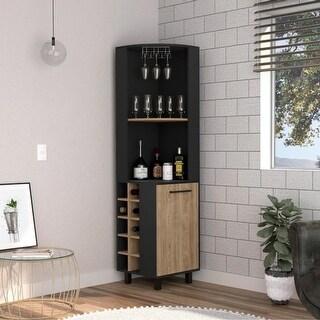Morocco Corner Bar Cabinet With 4 Shelves, 10 Wine Cubbies