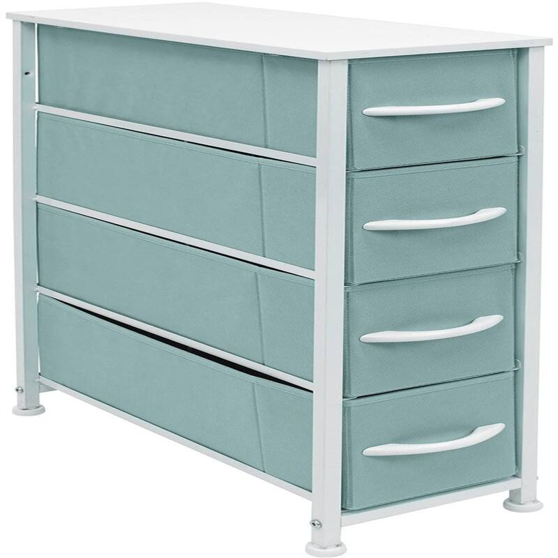Narrow Dresser with 4 Drawers - Pastel Aqua