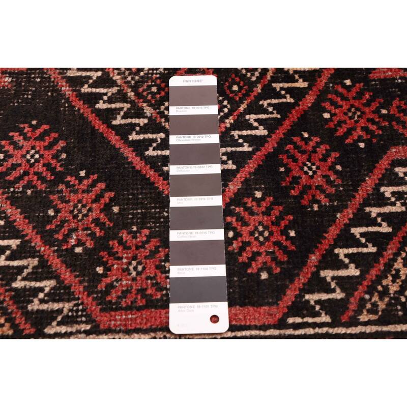 ECARPETGALLERY Hand-knotted Baluch Black Wool Rug - 3'11 x 7'1