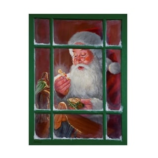 David Lindsley 'Santa Window 2' Canvas Art - Green