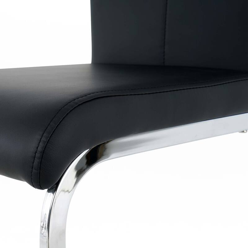 PU Dining Chair Living Room Chair with Silver Leg(Set of 4)
