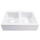 preview thumbnail 3 of 13, Parker Crisp White Fireclay 34" Double Bowl Quick-Fit Farmhouse Apron Front Drop-in Kitchen Sink and Drains