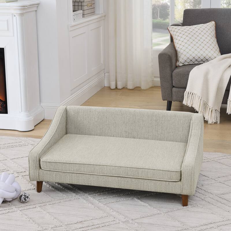 Durable Elevated Dog Sofa Bed,Pet Sofa with Modern Irregular Armrest Design,Comfortable Soft Dog Sofa
