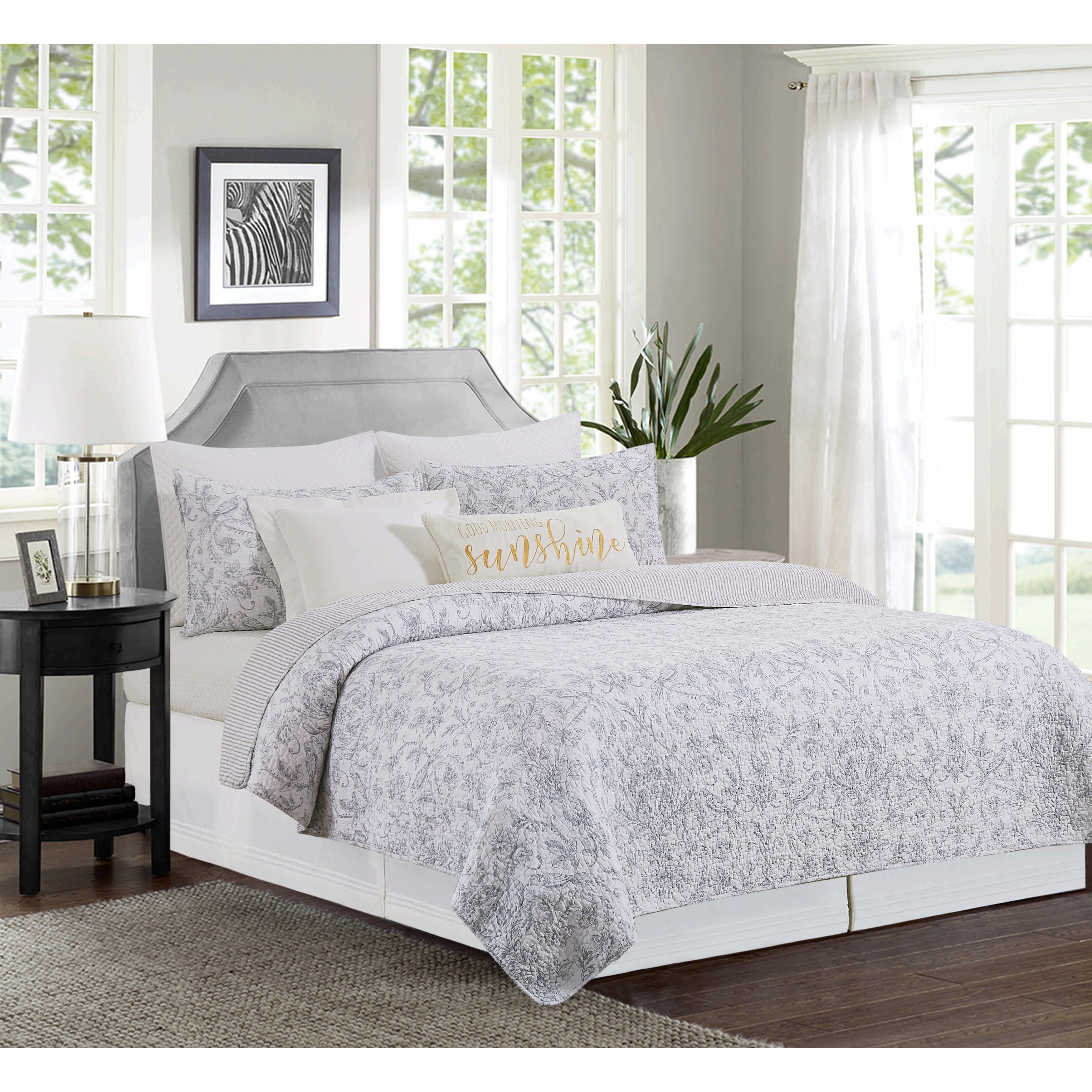 Callahan Songbirds Quilt Set Cotton Reversible and Machine Washable