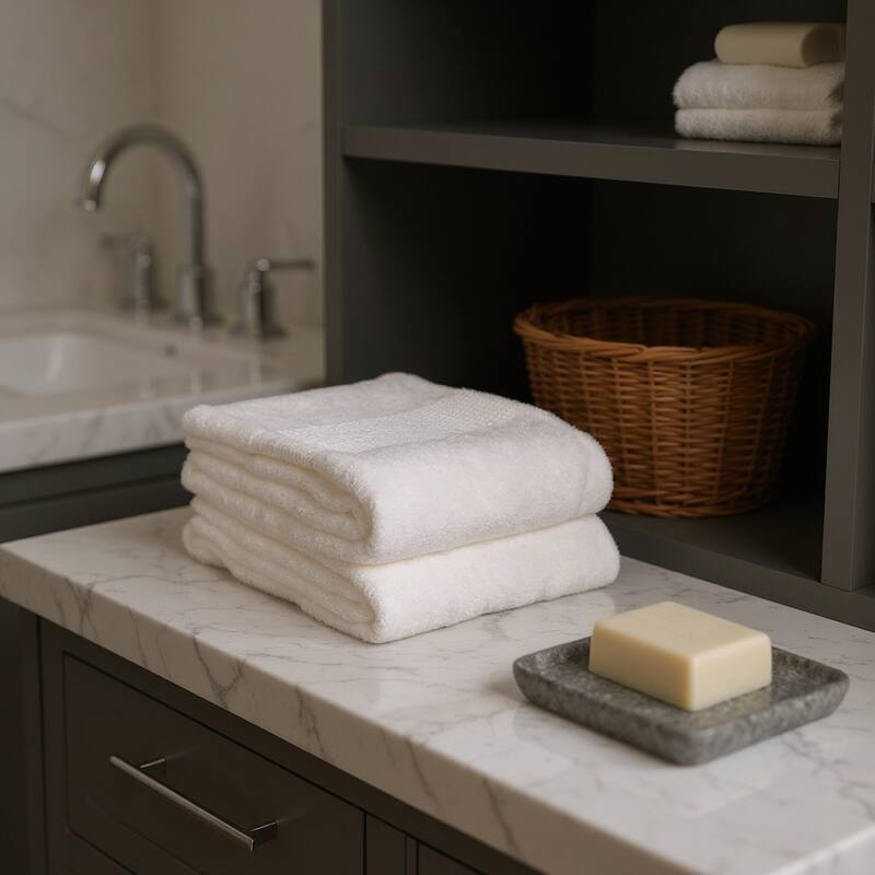 HomeRoots Set of Two Ivory Cotton 13" X 13" Quick Dry Terry Cloth Washcloths - 13.00' X '13.00' X '1.00 - Ivory