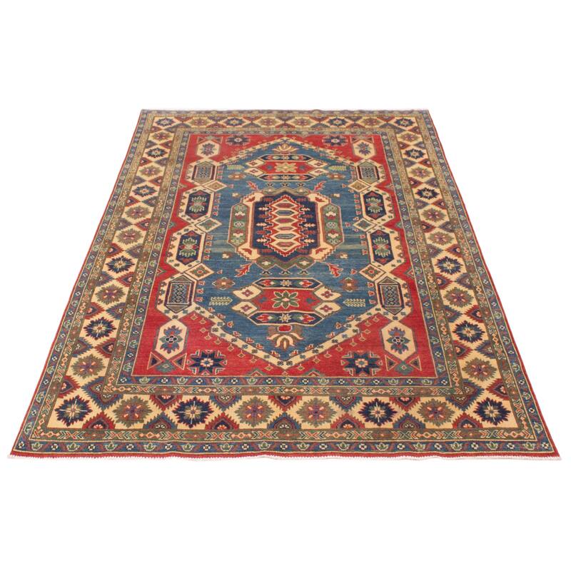 ECARPETGALLERY Hand-knotted Finest Ghazni Blue, Red Wool Rug - 6'6 x 9'7