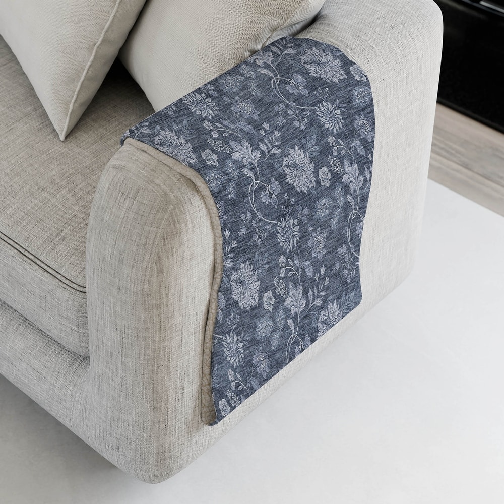 Premium Machine Washable Traditional Floral Sherpa Throw Blanket