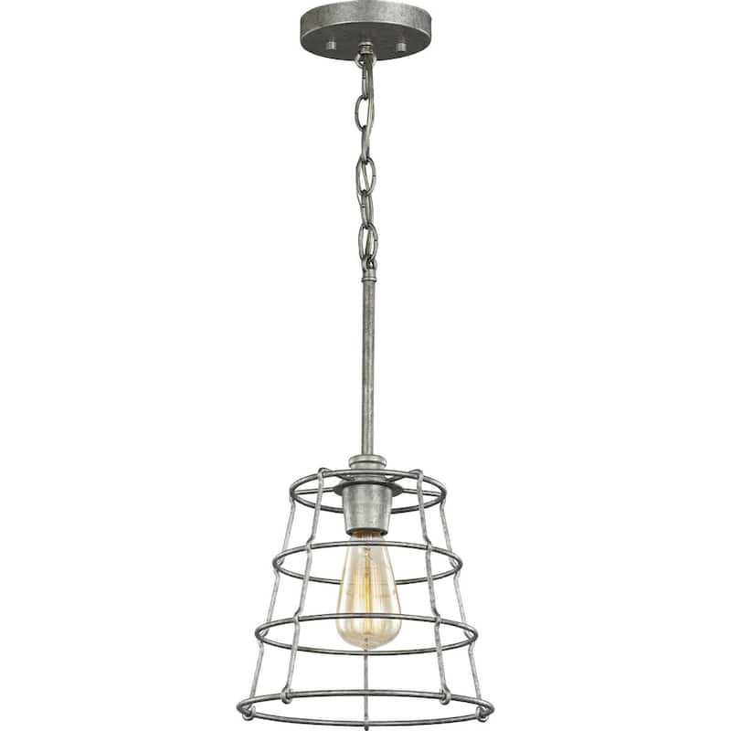 Chambers Collection One-Light Galvanized Finish Farmhouse Pendant Light - 12.675" x 12.090" x 12.090"