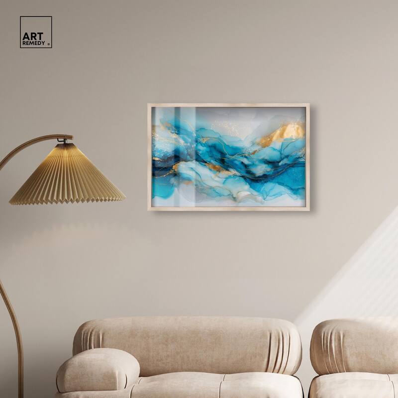 Ethereal Blue and Gold Shadowbox by Art Remedy