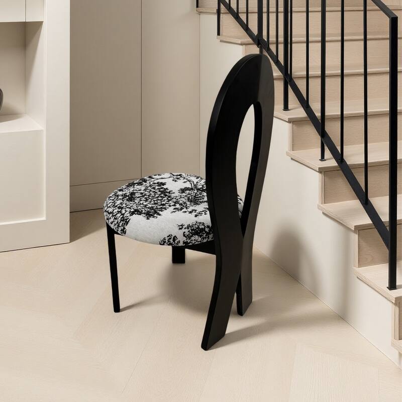 Upholstered Dining Chairs Set of 2, Modern Side Chairs with Round Seats and Backs, Solid Wood Frame Chairs for Home